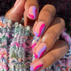 15 Purple Swirl Nail Ideas That Put a Playful Spin on a Regal Color Swirl Nail Ideas, Purple Summer Nails, Summer Spring Nails, Neon Purple Nails, Purple And Pink Nails, Spring Nails Ideas, Swirl Nail, Purple Nail Art, Lilac Nails