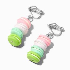 Claires Piercing Earrings, Clip On Earrings For Kids, Rainbow Macaroons, Colorful Macarons, Claires Earrings, Clay Magnets, Fun Crafts To Do, Vintage Style Earrings, Heart Hoop Earrings