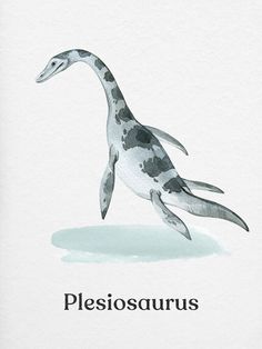 an animal that is standing on its hind legs with the words pleisiosaurs written below it