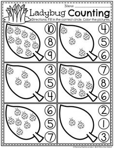 the ladybug counting worksheet is shown with numbers and bugs on it