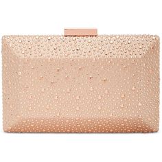 Now $130 - Shop this and similar INC International Concepts clutches - Tonal stones glisten like dewdrops on a faceted INC box clutch that conceals a delicate c... Beaded Cape, Chiffon Wrap, Strap Purse, Box Clutch, Pink Handbags, Small Clutch, Shades Of Beige, Pink Purse