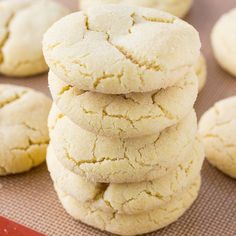 three white cookies stacked on top of each other