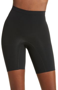 Feel supported in these shaping shorts made with seamless knitting that targets your core for a smooth look that's invisible under clothes. Lined gusset 55% nylon, 45% elastane Machine wash, tumble dry Imported Compressive Smoothing Shorts, Fitted Elastane Shapewear In Short Length, Seamless Compression High-cut Leg Shorts, High-cut Leg Compression Seamless Shorts, Compressive Elastane Biker Shorts For Shapewear, Fitted Elastane Shorts With Smoothing Details, Mid-thigh Length Elastane Biker Shorts Shapewear Style, Elastane Shapewear Biker Shorts, Solid Color Shapewear Shorts In Elastane