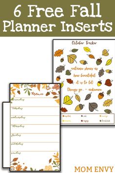 the 6 free fall planner inserts for mom's day and other things to do