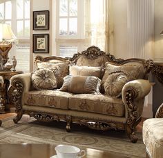 Asteria Bronze Loveseat  / HD-506 - Ornate Home Couches For Sale, Elegant Sofa, Small Room Design, Living Room Collections, Traditional Living Room, Living Room Set, Cheap Furniture, Formal Living, Formal Living Rooms