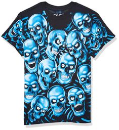 PRICES MAY VARY. Official Liquid Blue merchandise. High quality screen-print Taped shoulders for strength and comfort. Heavy weight cotton for long lasting wear Printed in the USA weave type: Knit Blue Star Shirt, Stitch Tshirt, 2020 Style, Blue Skull, Blue Skulls, Shirt Art, Skull Shirt, Novelty Clothing, T Shirt Image