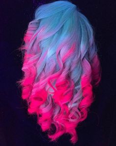 Pink And Blue Hair, Unicorn Hair Color, Glow Hair, Dip Dye Hair, Hair Color Unique, Neon Hair