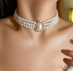 Elegant Vintage Choker Necklace Inlaid Shiny Rhinestones Elegant Neck Jewelry Decor Pearl Necklace Ideas, Statement Pearl Necklace, Rose Gold Pearl Necklace, Gray Pearl Necklace, Vintage Pearl Necklace, Chunky Pearl Necklace, Long Pearl Necklace, Grey Pearl Necklace, Layered Pearl Necklace