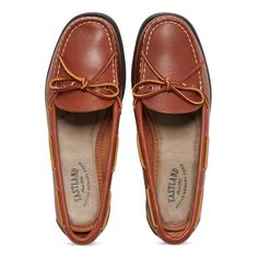 Women's Camp Moc Slip Ons - Yarmouth – Eastland Rubber Sole Moc Toe Loafers For Boating, Moc Toe Loafers With Rubber Sole For Boating, Moc Toe Loafers With Stitched Sole For Boating, Classic Brown Loafers For Boating, Casual Brown Loafers For Boating, Classic Moc Toe Boat Shoes For Outdoor, Leather Slip-on Moccasins For Boating, Brown Loafers With Stitched Sole For Boating, Classic Outdoor Boat Shoes With Stitched Sole