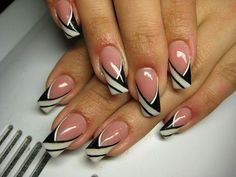 Black And White Nail Designs, Black And White Nail, Grunge Nails, Nail Art Designs Videos