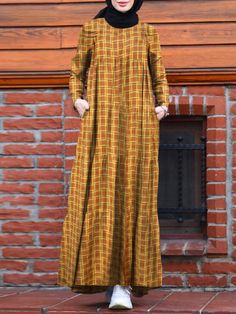 Long Sleeve Maxi Dresses, Cheap Maxi Dresses, Maxi Dress Online, Maxi Robes, Women Maxi, Vintage Plaid, Maxi Dresses Casual, Long Sleeve Maxi, Women Vintage