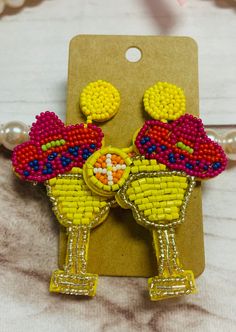 Yellow Margarita Tequila Sombrero Beaded Earrings, Fiesta, Cinco de Mayo, Party Time, Lime, Island Drink, Celebrate 🍹 Get the Party Started with our Yellow Margarita Tequila Sombrero Beaded Earrings! 🎉🌵 Celebrate in style with our festive Yellow Margarita Tequila Sombrero Beaded Earrings, perfect for adding a touch of fiesta flair to your look on Cinco de Mayo, at fiestas, or anytime you want to party in vibrant style. 🎉🌮 These lively earrings aren't just accessories; they're a symbol of ce Yellow Novelty Jewelry For Party, Summer Party Beaded Earrings, Summer Party Beaded Dangle Earrings, Dangle Beaded Earrings For Summer Parties, Summer Party Beaded Jewelry, Fun Yellow Party Jewelry, Bohemian Beaded Earrings For Summer Parties, Summer Party Multicolor Beaded Earrings, Multicolor Beaded Earrings For Summer Party