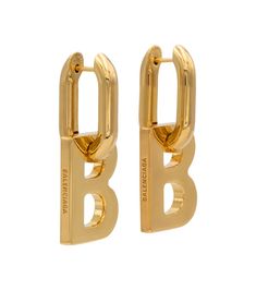 Bb Monogram, Luxury Lifestyle Fashion, Balenciaga Women, Link Earrings, Earrings In Gold, Fashion Jewelry Earrings, Girly Jewelry, Brass Pendant, Jewelry Inspo