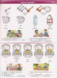 the instructions on how to use a scaler for measuring food and drink measurements in children's books