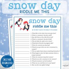 the snow day riddle game is shown