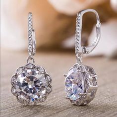 Brand New Women's White Gold Drop Earrings 18k White Gold Plated Sterling Silver Genuine 2ct Lab Created Diamonds Measurements 1.5" H X 5." L X .25" W Retail Price $350 Buy With Confidence From A Trusted Seller W/ A 99%+ Feedback Rating! A0184 (Id-187-) Round Cut Diamond Earrings, White Gold Drop Earrings, Rose Gold Drop Earrings, Handmade Earring, Earring For Women, Leverback Earrings, Sterling Silver Dangle Earrings, Drop Dangle Earrings, Sapphire Jewelry