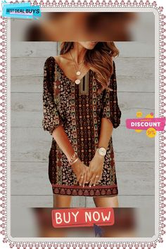 Women's Casual Dress Ethnic Dress Shift Dress Mini Dress Black Wine Red 3/4 Length Sleeve Floral Print Winter Fall Spring V Neck Fashion Daily Loose Fit S M L Xl Xxl 3xl Bohemian Half Sleeve Fall Dresses, Fall Bohemian Half Sleeve Dresses, Bohemian Boho Dress With 3/4 Sleeves, Red Half Sleeve Bohemian Dress, Red Bohemian Dress With 3/4 Sleeves, Bohemian Red Dress With 3/4 Sleeves, Bohemian Red Dresses With 3/4 Sleeve, Bohemian Printed Dress With 3/4 Sleeves, Bohemian 3/4 Sleeve Printed Dress