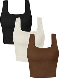 AUTOMET Women's 3 Piece Tank Tops Ribbed Seamless Workout Exercise Shirts Yoga Crop Tops Summer Y2K Outfits Clothing Trendy 2023 at Amazon Women’s Clothing store Crop Tops Summer Outfits, Summer Y2k Outfits, Crop Top Outfits Summer, Womens Cycling Clothes, Yoga Crop Tops, Half Shirts, Casual Tanks, Trendy Summer Outfits, Summer Crop Tops