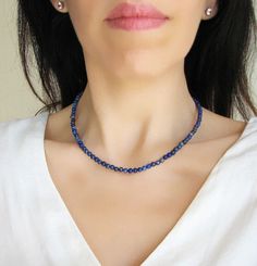 #eBay #eBayStore #eBaySeller #LapisLazuli #Round #Smooth #Blue #Beauty #Nature #Beach #Gothic #GamblingCasino #FamilyFriends #FairytaleFantasy #Holiday #Love #FlowersPlants #Halloween #LettersNumbersWords #BuildingsMonuments #CelestialHoroscope #Angels #FoodDrink #Healing #Necklace Handmade Lapis Lazuli Necklaces, Lapis Lazuli Beaded Necklace With Faceted Beads For Gift, Blue Lapis Lazuli Beaded Necklaces, Blue Tiny Beads Round Jewelry, Blue Round Jewelry With Tiny Beads, Adjustable Single Strand Sapphire Necklace, Adjustable Single Strand Lapis Lazuli Necklace, Adjustable Single Strand Lapis Lazuli Beaded Necklace, Beaded Sapphire Necklace In Lapis Lazuli