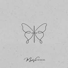 a black and white logo with a butterfly on it's wings, in the shape of a cross