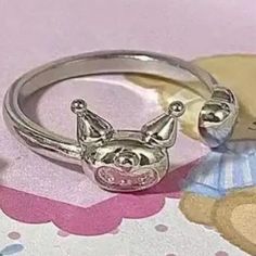 Brand New Kuromi Silver Ring Cute Silver Open Ring, Sanrio Rings, Kuromi Ring, Sanrio Jewelry, Ring Color, Womens Jewelry Rings, Silver Ring, Silver Rings, Women Jewelry