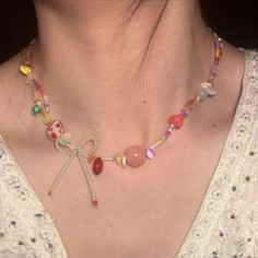 Beaded Necklacemeasurement is cm.Product Information Material: Copper Color: Pink & Purple Snake Bones, Sky Rainbow, Candy Necklace, Candy Necklaces, Clear Sky, Copper Color, Kawaii Fashion, Chain Styles, Packing List