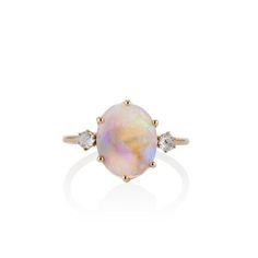 Magic Opal with Diamond Accents Ring – Milestones by Ashleigh Bergman Born In October, Diamond Accent Ring, Lucky Stone, Australian Opal, Good Fortune, Healing Powers, Baguette Diamond, Dream Jewelry, Signet Ring