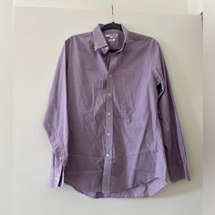 Brand New Mens Uniqlo Purple Button Up Shirt Business Casual Purple Cotton Shirt, Purple Cotton Business Casual Shirt, Purple Long Sleeve Shirt For Business Casual, Purple Long Sleeve Dress Shirt With Button Closure, Purple Slim Fit Button-up Shirt, Purple Button-up Business Casual Shirt, Purple Button-up Shirt For Business Casual, Purple Cotton Button-up Dress Shirt, Classic Long Sleeve Uniqlo Tops