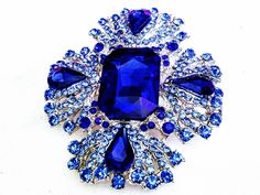 SEPTEMBER BIRTHDAY GIFT! SEPTEMBER BIRTHDAY. BLUE JEWELRY. BLUE BROOCH. BLUE ACCESSORY. BLUE RHINESTONE JEWELRY. BLUE RHINESTONE BROOCH. BLUE RHINESTONE PIN. BLUE RHINESTONE ACCESSORY. BLUE ACCESSORY. HOLLYWOOD REGENCY. VERY REGAL/ROYAL. WEDDING. BRIDAL. PROM. BRIDAL BOUQUET. SOMETHING BLUE. BOUQUET. CORSAGE BROOCH. CORSAGE PIN. HIGH END COSTUME JEWELRY. HIGH FASHION COSTUME JEWELRY. EXCELLENT VINTAGE. The Antique Trader offers you this beautiful, richly sparkling, very elegant, faceted Austrian Something Blue Bouquet, Blue Brooch, Brooch Corsage, Crystals Beautiful, Corsage Pins, September Birthday, Blue Accessories, Blue Bouquet, Jewelry Blue