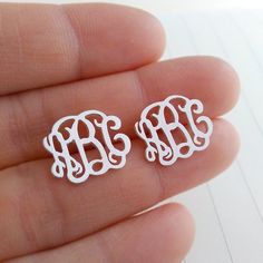 Sterling Silver Monogram Earrings,Personalized Monogram Earrings,Initial Stud Earrings,Monogrammed G Classic White Jewelry With Initials, Personalized Sterling Silver Earrings As Gift, Personalized Sterling Silver Earrings For Gift, Elegant Personalized Sterling Silver Earrings, Minimalist Sterling Silver Initials Earrings, Elegant Sterling Silver Initial Earrings, White Sterling Silver Monogram Jewelry, Round Initials Earrings For Gift, Round Initials Earrings As Gift