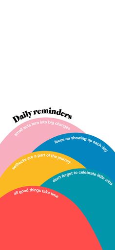 a poster with the words daily reminders written in red, yellow and blue on it