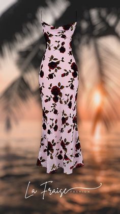 Summer Mermaid Hem Maxi Dress For Prom, Chic Mermaid Hem Maxi Dress For Prom, Spring Prom Maxi Dress With Mermaid Hem, Floral Print Spaghetti Strap Maxi Dress For Prom, Chic Rose Print Maxi Dress, Elegant Sleeveless Maxi Dress With Rose Print, Chic Maxi Dress With Rose Print, Chic Spring Fishtail Maxi Dress, Elegant Fitted Backless Dress With Floral Print