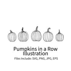 pumpkins in a row illustration files include svg, png, jpg, eps