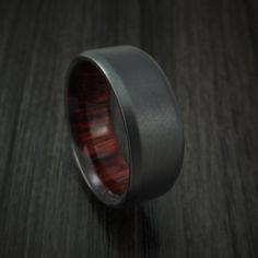 Black Zirconium and Rose Wood Hard Wood Sleeve Ring Custom Made Black Titanium Ring, Black Zirconium Ring, Ring Boy, Titanium Rings For Men, Wedding Ring For Him, Heart Wood, Leaf Engagement Ring, Mens Rings, Rose Wood