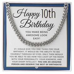 a birthday card with a chain on it