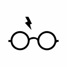 a harry potter glasses with a lightning bolt in the center and black outline on a white background