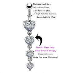 Description: Dazzling Design: Cubic Zirconia gems as dangle belly ring, bring you more charm. Safe Material: The belly ring is made of 316L surgical stainless steel, nickel-free, lead-free and hypoallergenic. Fine Craftmanship: High polished smooth surface, comfortable for wearing without sharp edge and no irritation to your skin. Bonus Gift: You will get an extra surprise gift together. Worry-Free After-Sales: 60-day refund or exchange guarantee, we proceed the request for you in 12 hours. Fast Silver Dangle Belly Rings In Stainless Steel, Cubic Zirconia Dangle Belly Rings Gift, Gift Cubic Zirconia Dangle Belly Rings, Stainless Steel Dangle Belly Rings For Gift, Stainless Steel Dangle Belly Rings As Gift, Gem Design, Dangle Belly Rings, Button Rings, Stainless Steel Bar