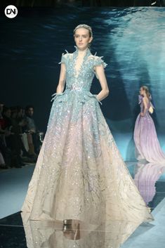 Atlantis Dress, Intercontinental Paris Le Grand, City Of Atlantis, Fantasy Ball, Ball Outfit, Magical Underwater, Ziad Nakad, Costume Inspirations, Underwater City