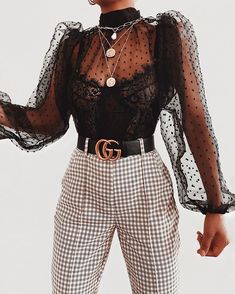 Puff Long Sleeve Top, Mesh Blouse, Puff Long Sleeves, Casual Blouse, Looks Vintage, Sheer Blouse, Outfit Idea, Look Chic, Look Fashion