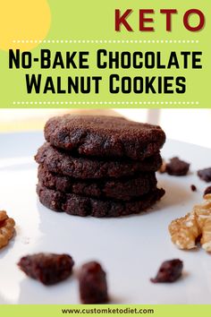 no - bake chocolate walnut cookies with text overlay