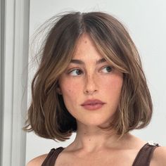 Short Hair Framing Pieces, Lob Hairstyle With Curtain Bangs, Lob And Curtain Bangs, Brown Lob With Curtain Bangs, Short Hair With French Bangs, Shoulder Bob With Curtain Bangs, Mid Neck Bob, Hair Cuts For Volume, Bob Hair With Curtain Bangs