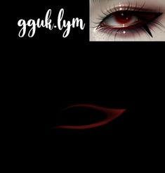 an eye with long lashes and red eyeshade in the dark, text reads guk lym