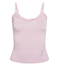 Lasaky - Skin-Friendly Soft Pink Tank Top with Rhinestone Embellishments and Lace Trim, Short and Straight-Leg Pants Set Pink Trousers, I Am Gia, Rhinestone Embellishments, Lace Camisole, Pink Tank, Lace Tank Top, Pink Tank Top, Pink Pink, Pink Shorts