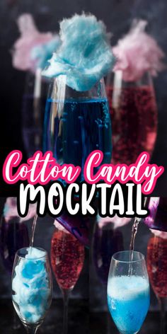 cotton candy cocktails in glasses with the words cotton candy mockup overlayed