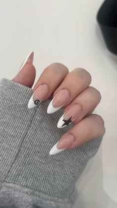 8 ball nails Quirky Nail Ideas, Cobra Kai Nails, Cute Nails To Get, 8 Ball Acrylic Nails, 8 Ball Nail Design, Letter B On Nails, Nail Ideas 8 Ball, Pink 8 Ball Nails, Skater Nails Aesthetic