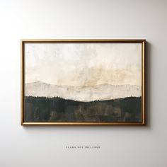 an abstract painting hangs on the wall