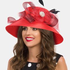 Wide Brim two tone Horse hair Flower Hat accent with imported rhinestone Formal and leisure integration, fantastic ladies/women church hats for daily used. This Sunday Church hat are made From top quality Satin Ribbon fabrics. One size fits most women with an inner velcroed tab, fits 21-23 inch head circumference. Our fashionable church hat would be great for kentucky derby, Ascot, Horse Races, Tea Party, Wedding, Bridal Shower, Concert, Evening Wear, Belmont, Church, Art Photography, etc.