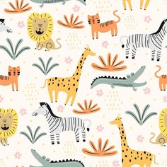 an animal themed wallpaper with giraffes and zebras