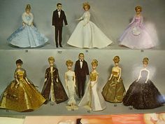 an assortment of barbie dolls from the 1950's and 1960s's