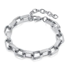 PRICES MAY VARY. Bracelet Made of 316L Steel. Chunky Link Chain Width:8MM(0.31"). Chain Length:175MM(6.89"),Extended Chain Length:40MM(1.57"). Bracelet Does Not Contain Contaminated Metal Material. Bracelet Suitable For Birthday(Son's,Boyfriend's,Girlfriend's And So On.) Heavstjer Store:
 Heavstjer jewelry is 100% new brand.
 Please take care of your jewelry regularly.
 Heavstjer jewelry does not contain contaminated metal material. Metal Chain Bracelet With Rectangular Links, Metal Bracelets With Rectangular Chain Links, Metal Link Jubilee Bracelet, Metal Jubilee Link Bracelet, Silver Metal Bracelet With Rectangular Links, Silver Metal Chain Bracelet With Rectangular Links, Chunky Stainless Steel Bracelet With Rectangular Links, Metal Charm Bracelet With Rectangular Links, Silver Bracelets With Rectangular Chain Links